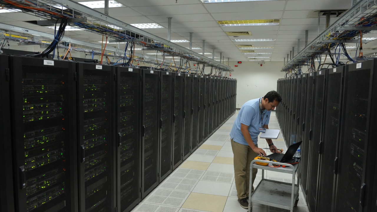 Xdata engineer working in a professional data center